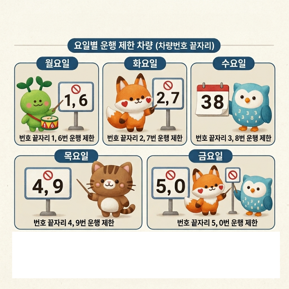 승용차 5부제(요일제) 자율동참 및 에너지절약 국민행동지침 안내